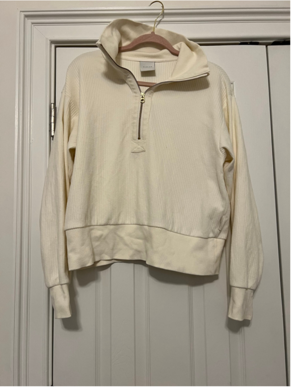 Women's Varley Radford Half Zip Sweatshirt Cream Cord Sweat Size M